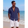 image:imageCOOFANDY Mens Short Sleeve Cotton Button Down Shirts Linen Beach ShirtsNavy