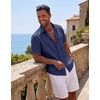 image:imageCOOFANDY Mens Short Sleeve Cotton Button Down Shirts Linen Beach ShirtsNavy