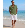 image:imageCOOFANDY Mens Short Sleeve Cotton Button Down Shirts Linen Beach ShirtsOlive Green
