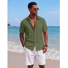 image:imageCOOFANDY Mens Short Sleeve Cotton Button Down Shirts Linen Beach ShirtsOlive Green