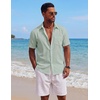 image:imageCOOFANDY Mens Short Sleeve Cotton Button Down Shirts Linen Beach ShirtsSage Green