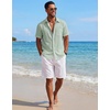 image:imageCOOFANDY Mens Short Sleeve Cotton Button Down Shirts Linen Beach ShirtsSage Green