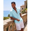 image:imageCOOFANDY Mens Short Sleeve Cotton Button Down Shirts Linen Beach ShirtsSky Blue