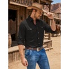 image:imageCOOFANDY Mens Western Cowboy Shirts Casual Button Down Shirt Long SleeveBlack