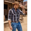 image:imageCOOFANDY Mens Western Cowboy Shirts Casual Button Down Shirt Long SleeveDark Blue Plaid