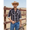 image:imageCOOFANDY Mens Western Cowboy Shirts Casual Button Down Shirt Long SleeveDark Blue Plaid