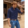 image:imageCOOFANDY Mens Western Cowboy Shirts Casual Button Down Shirt Long SleeveNavy Blue