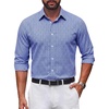 image:imageCOOFANDY Mens Button Down Long Sleeve Plaid Cotton Wrinkle Free Dress ShirtBlue Gingham