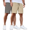 image:imageCOOFANDY Mens Casual Shorts Cotton Elastic Waist Drawstring Summer Shorts2 Pack  Dark Grey  Khaki