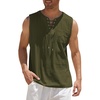 image:imageCOOFANDY Mens Cotton Linen Sleeveless Shirts Casual Tank Top Beach TunicArmy