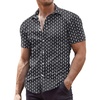 image:imageCOOFANDY Mens Muscle Fit Dress Shirts WrinkleFree Short Sleeve Casual Button Down ShirtWhite Flowerblack