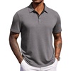 image:imageCOOFANDY Mens Polo Shirts Short Sleeve Casual Summer Polo Tee Collared TopsGrey