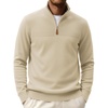 image:imageCOOFANDY Mens Quarter Zip Sweater Casual Lightweight Knit Pullover SweaterBeige