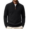 image:imageCOOFANDY Mens Quarter Zip Sweater Casual Lightweight Knit Pullover SweaterBlack