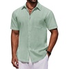 image:imageCOOFANDY Mens Short Sleeve Cotton Button Down Shirts Linen Beach ShirtsSage Green