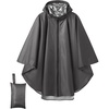 image:imageCOOFANDY Rain Ponchos for Adults Full Zip Lightweight Rain Jackets Waterproof Packable Raincoats with Hood Hiking CampingDark Grey