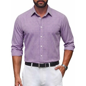image:imageCOOFANDY Mens Button Down Long Sleeve Plaid Cotton Wrinkle Free Dress ShirtRed Gingham