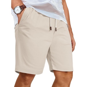 image:imageCOOFANDY Mens Casual Shorts Cotton Elastic Waist Drawstring Beach ShortsLight Khaki