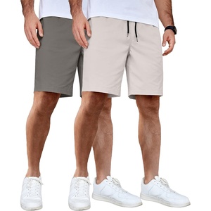 image:imageCOOFANDY Mens Casual Shorts Cotton Elastic Waist Drawstring Summer Shorts2 Pack  Dark Grey  Light Grey