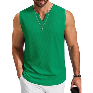 image:imageCOOFANDY Mens Casual Tank Top V Neck Knit Jacquard Summer Sleeveless ShirtsGreen