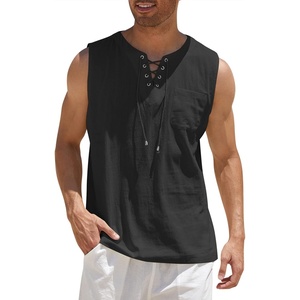 image:imageCOOFANDY Mens Cotton Linen Sleeveless Shirts Casual Tank Top Beach TunicBlack