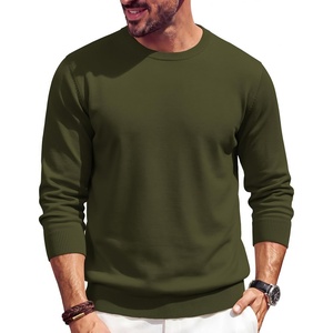 image:imageCOOFANDY Mens Crewneck Sweater Casual Knit Long Sleeve Lightweight PulloverArmy Green