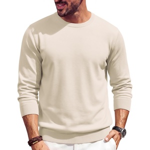 image:imageCOOFANDY Mens Crewneck Sweater Casual Knit Long Sleeve Lightweight PulloverBeige
