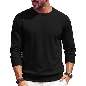 image:imageCOOFANDY Mens Crewneck Sweater Casual Knit Long Sleeve Lightweight PulloverBlack