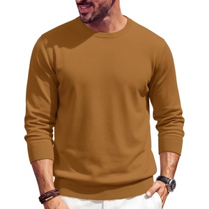 image:imageCOOFANDY Mens Crewneck Sweater Casual Knit Long Sleeve Lightweight PulloverCoffee Brown