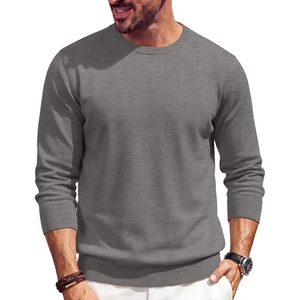image:imageCOOFANDY Mens Crewneck Sweater Casual Knit Long Sleeve Lightweight PulloverGrey Heather