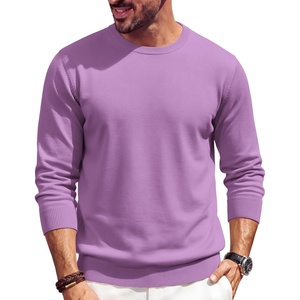 image:imageCOOFANDY Mens Crewneck Sweater Casual Knit Long Sleeve Lightweight PulloverLight Purple