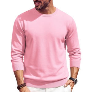 image:imageCOOFANDY Mens Crewneck Sweater Casual Knit Long Sleeve Lightweight PulloverPink