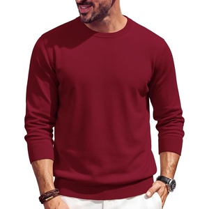 image:imageCOOFANDY Mens Crewneck Sweater Casual Knit Long Sleeve Lightweight PulloverRed