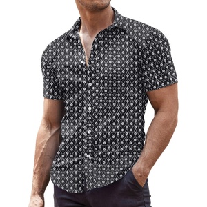 image:imageCOOFANDY Mens Muscle Fit Dress Shirts WrinkleFree Short Sleeve Casual Button Down ShirtWhite Flowerblack