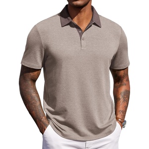 image:imageCOOFANDY Mens Polo Shirts Short Sleeve Casual Summer Polo Tee Collared TopsKhakibrown Collar