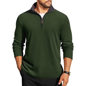 image:imageCOOFANDY Mens Quarter Zip Pullover Contrast Collar Corduroy SweatshirtArmy Green