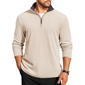 image:imageCOOFANDY Mens Quarter Zip Pullover Contrast Collar Corduroy SweatshirtBeige