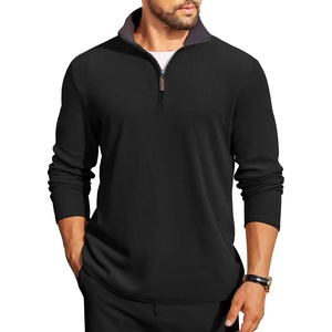image:imageCOOFANDY Mens Quarter Zip Pullover Contrast Collar Corduroy SweatshirtBlack