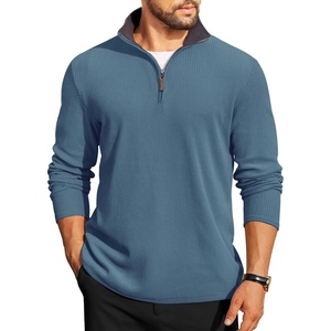 image:imageCOOFANDY Mens Quarter Zip Pullover Contrast Collar Corduroy SweatshirtDark Blue