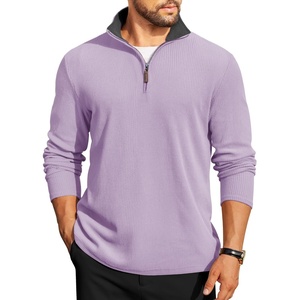 image:imageCOOFANDY Mens Quarter Zip Pullover Contrast Collar Corduroy SweatshirtPurple