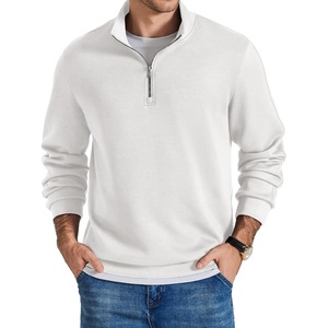 image:imageCOOFANDY Mens Quarter Zip Pullover Mock Neck Sweaters Men Golf SweatshirtSnow White