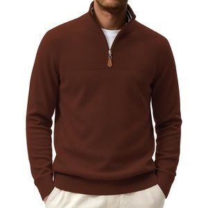 image:imageCOOFANDY Mens Quarter Zip Sweater Casual Lightweight Knit Pullover SweaterBrown