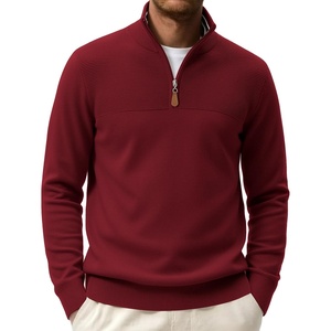 image:imageCOOFANDY Mens Quarter Zip Sweater Casual Lightweight Knit Pullover SweaterDark Red