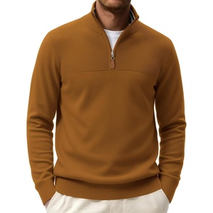 image:imageCOOFANDY Mens Quarter Zip Sweater Casual Lightweight Knit Pullover SweaterLight Brown