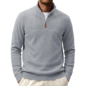 image:imageCOOFANDY Mens Quarter Zip Sweater Casual Lightweight Knit Pullover SweaterLight Gray