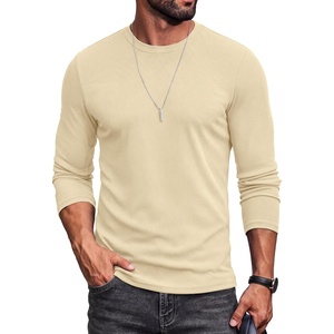 image:imageCOOFANDY Mens Ribbed TShirts Muscle Fit Long Sleeve Casual Crew Neck Tee ShirtsBeige