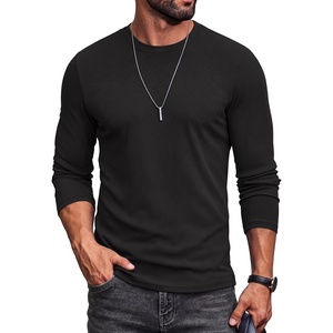 image:imageCOOFANDY Mens Ribbed TShirts Muscle Fit Long Sleeve Casual Crew Neck Tee ShirtsBlack