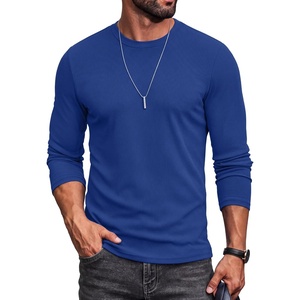 image:imageCOOFANDY Mens Ribbed TShirts Muscle Fit Long Sleeve Casual Crew Neck Tee ShirtsRoyal Blue