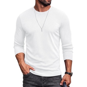 image:imageCOOFANDY Mens Ribbed TShirts Muscle Fit Long Sleeve Casual Crew Neck Tee ShirtsWhite