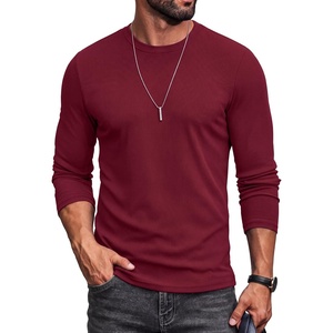image:imageCOOFANDY Mens Ribbed TShirts Muscle Fit Long Sleeve Casual Crew Neck Tee ShirtsWine Red